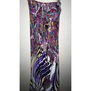 Women's Maxi Dress Strapless Floral Sz M Summer Beach Flowy Grandma Outdoor